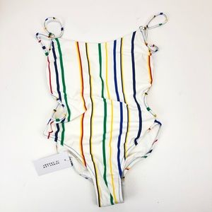 10 Crosby Derek Lam Rainbow Lines Cutout One-piece Bathing Suit